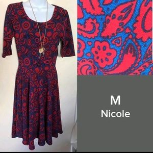 Lularoe medium Nicole dress paisley red blue
